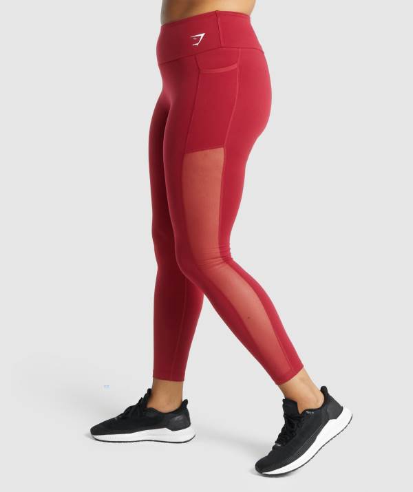 Damske Legíny Gymshark Training Mesh Pocket Bordove | VM8562104